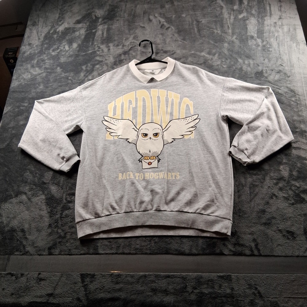 H&M Harry Potter Hedwig Sweatshirt Kids 12-14Y Grey Hogwarts Graphic Pullover - Picture 2 of 7